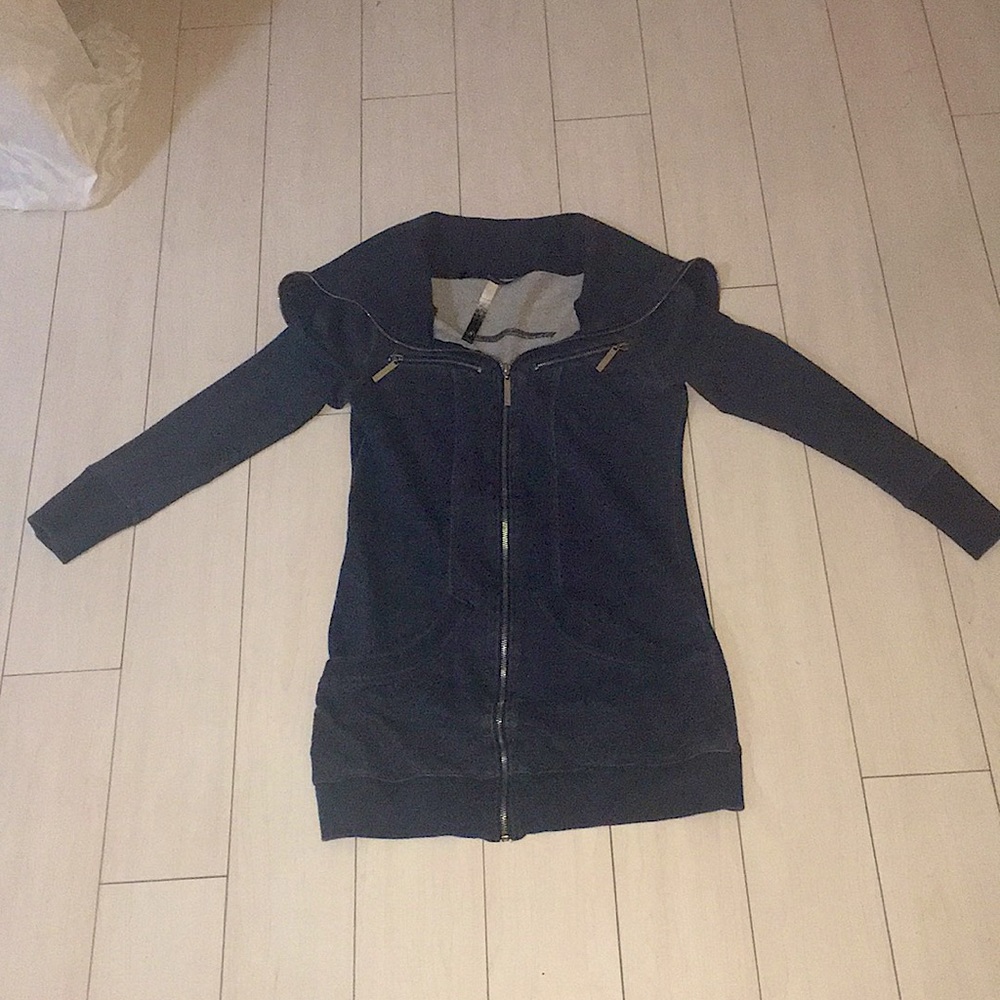 Kensie Zipper long sweatshirt with exaggerated collar